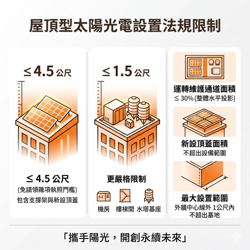 企業若不確定屋頂太陽能是否符合法規高度限制，可找像是太陽能專家這樣的專業團隊評估