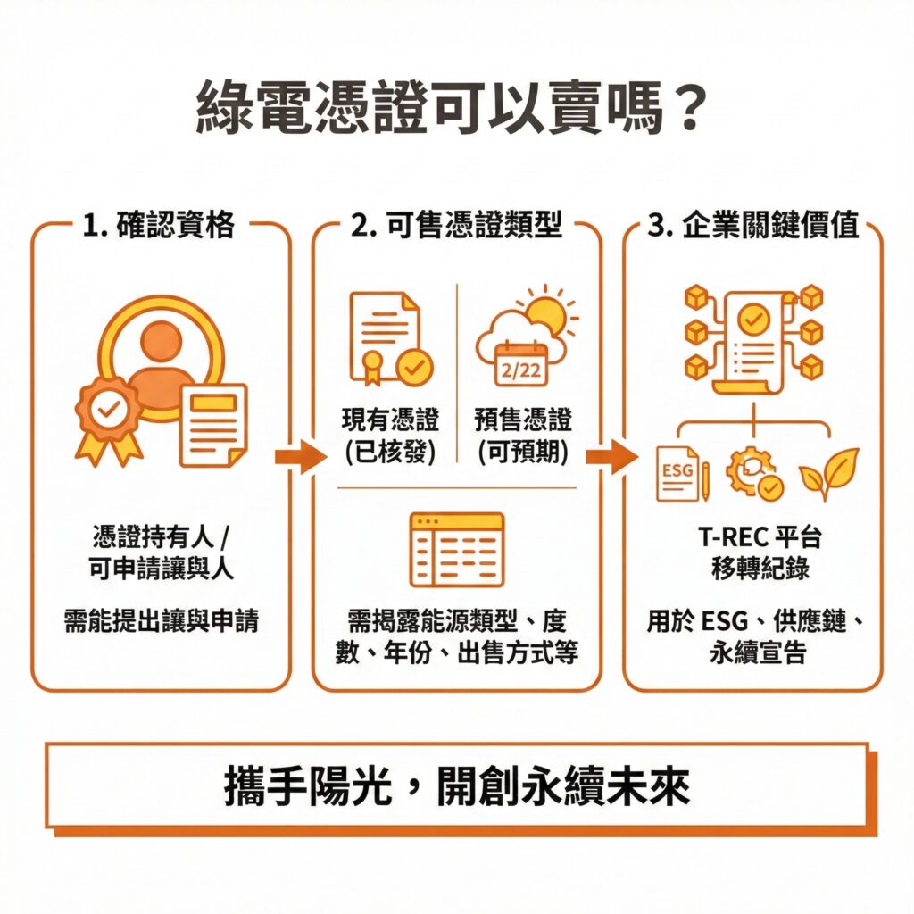 太陽能專家提醒，綠電憑證可以買賣，但一定要走正規交易流程，才能保障買賣雙方權益