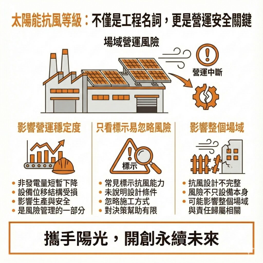 太陽能板的抗風如果設計不良，會讓企業長久營運無法穩定