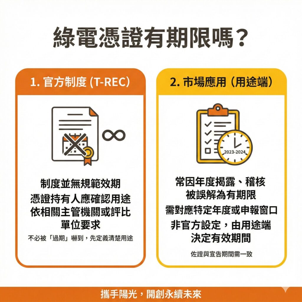 綠電憑證的「期限」其實主要是來自用途端的要求