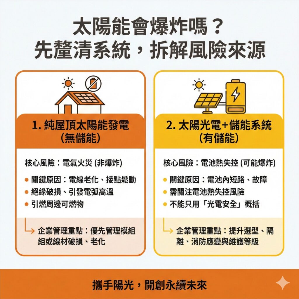 太陽能專家建議,企業在回答太陽能會不會爆炸的問題時,要先釐清疑慮焦點,然後正面回應企業做法