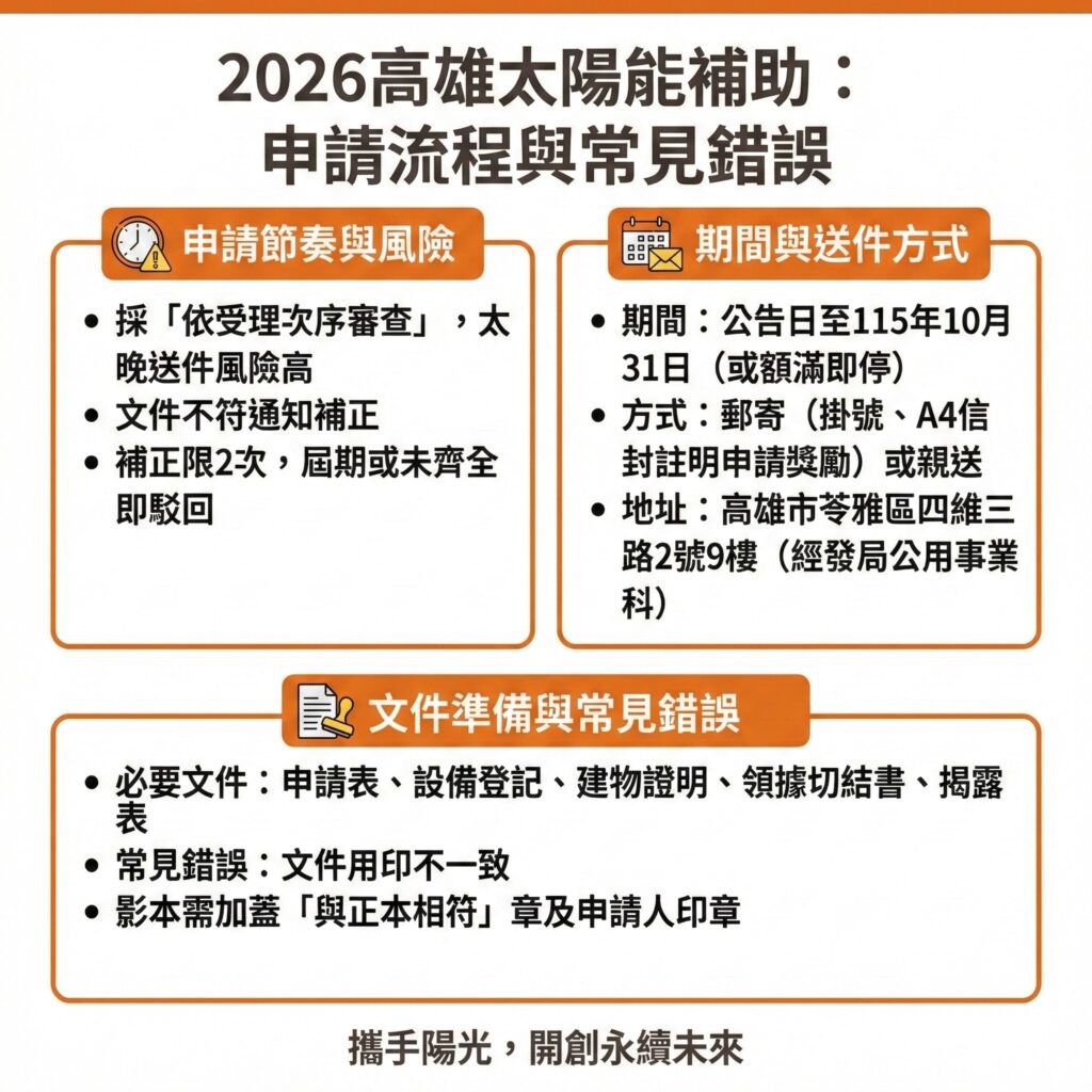 太陽能專家提醒,文件申請常有缺漏,在申請前可以聯絡太陽能專家協助幫忙確認