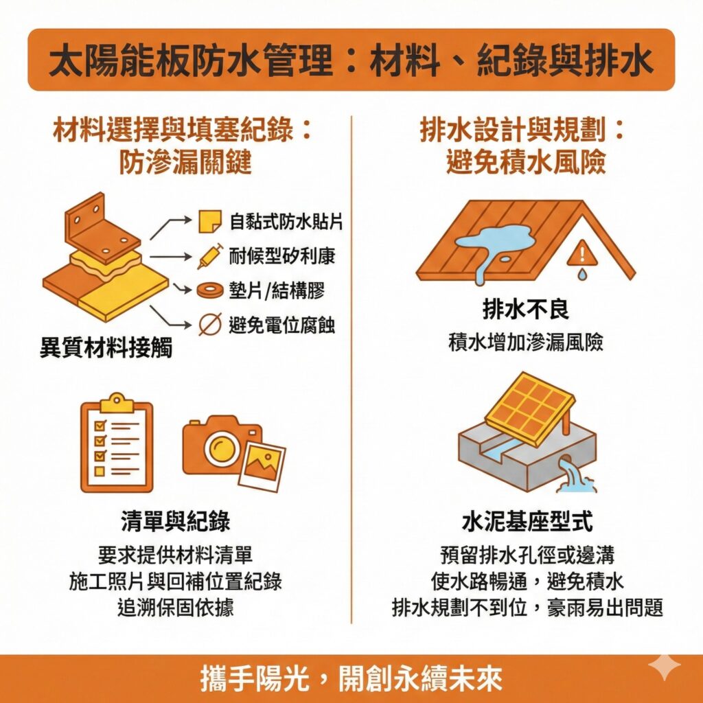 太陽能專家提醒,除了施工以外,太陽能板本身的排水規畫也很重要