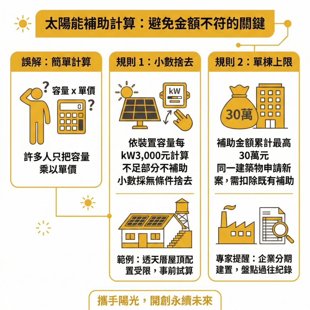 太陽能專家提醒,2026苗栗太陽能補助有下限與上限,申請時務必注意